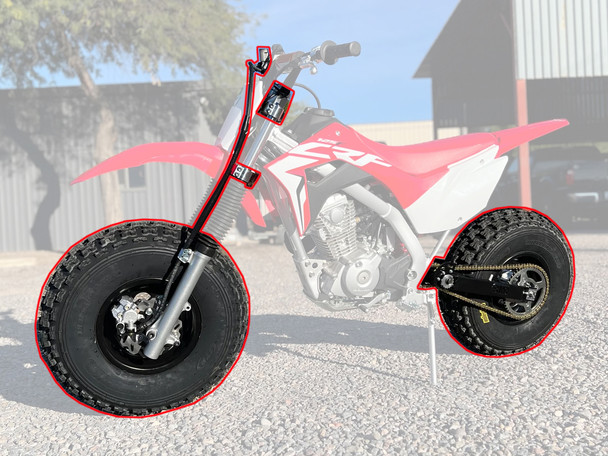BVC Big Wheel Kit fits Honda 2014-24 CRF125F ITP Holeshot Tire Red Swingarm