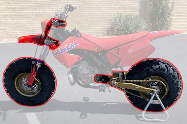 BVC Big Wheel Kit for Honda CR250R 2000-07 White Black Plastic Aluminum Swingarm