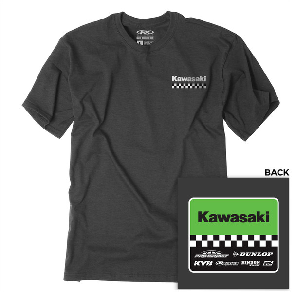 Factory Effex Kawasaki Starting Line Youth Short Sleeve Shirt Charcoal