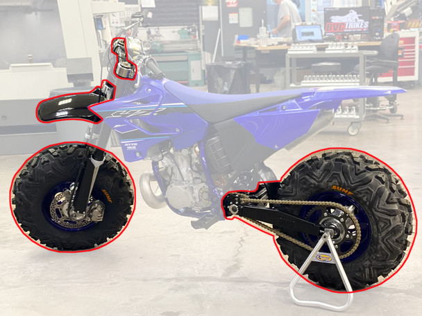 BVC Big Wheel Kit fits Yamaha YZ250 YZ250X 2005-24 Black Plastics Black Swingarm