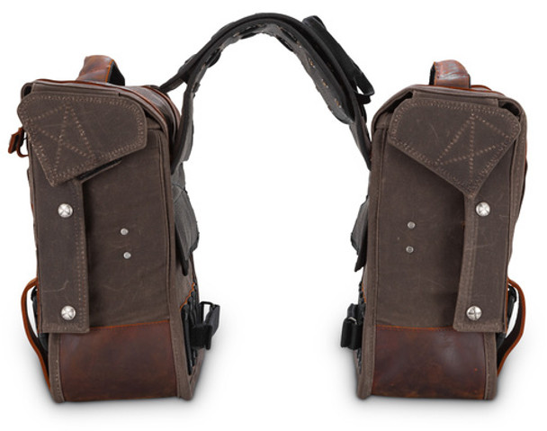 Throw-Over Saddlebag Waxed Cavas Cordura Dark Oak Burly Brand B15-1002D