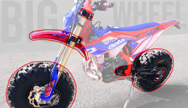 BVC Big Wheel Kit fits BETA 2024 RX 450 Red Fender Aluminum Swingarm Kanati