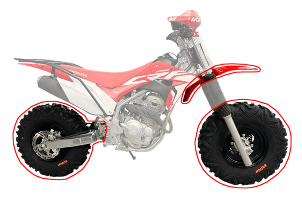 BVC Big Wheel Kit fits Honda White Fender Aluminum Swingarm 19-up CRF250F Kanati