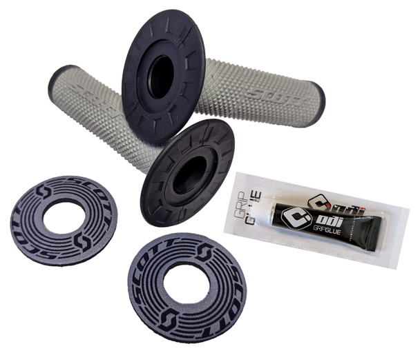 Scott Deuce 7/8 Bar MX Dirt Bike Grips with Glue Black Grey Donuts 219624-1019