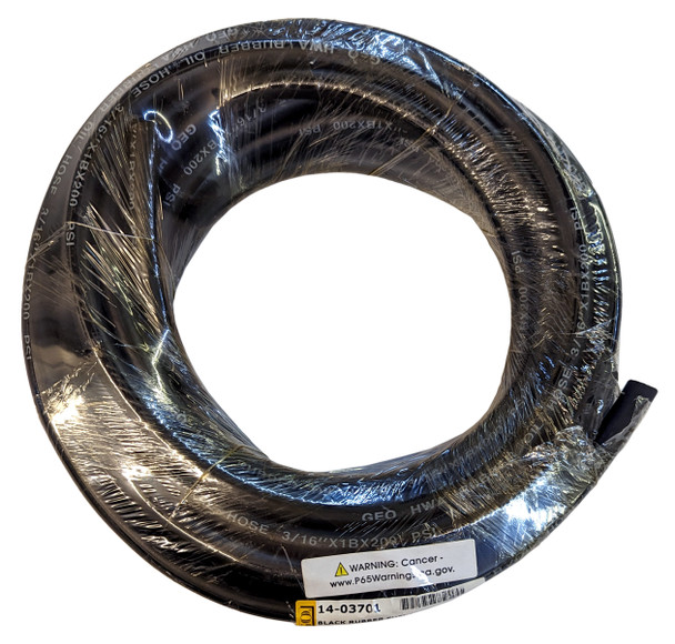 Roll of 25 feet 3/16 inch 4.8mm Reinforced Black Rubber Gas Fuel Line Hose