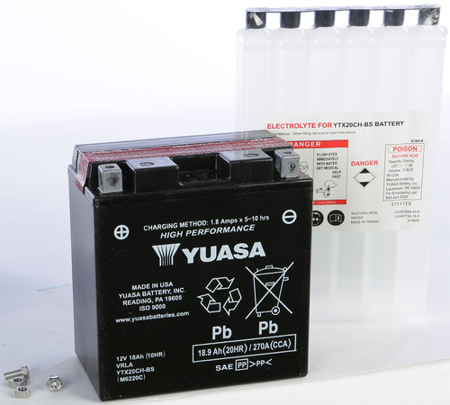 Yuasa AGM Maintenance-Free Battery YTX20CH-BS for ATV SXS