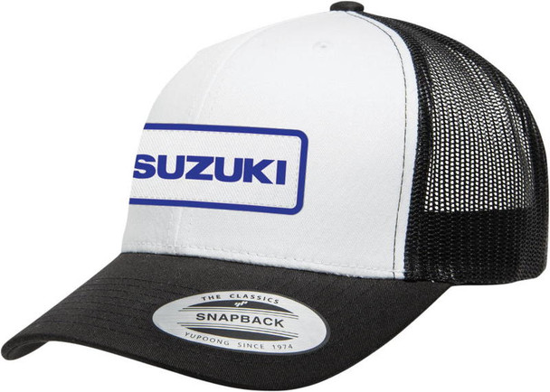 Factory Effex Suzuki Throwback Mesh Snapback Curved-Bill Mesh Hat White-Black
