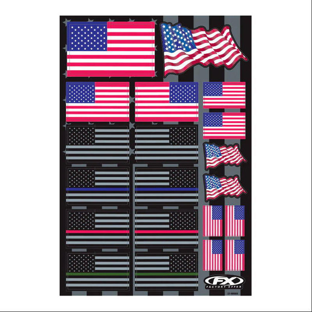 Factory Effex USA Flags Sticker Sheet 27-68000
