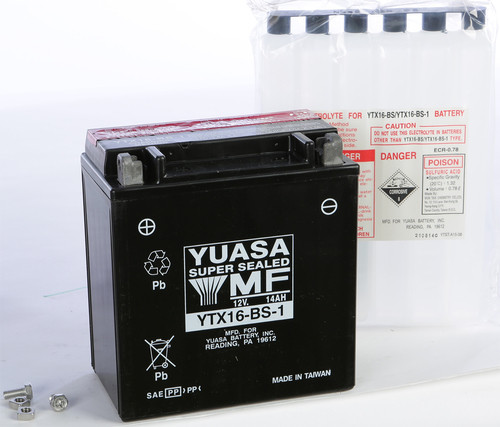 Yuasa AGM Maintenance-Free Battery YTX16-BS-1 for Motorcycle
