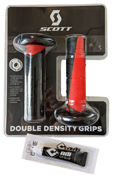 Scott Deuce 7/8 Grips w/ Glue MX Black Neon Red for Honda Kawasaki Yamaha Suzuki