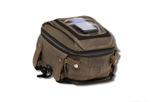 Magnetic Voyager Tank Tail Bag Waxed Canvas Dark Oak Burly Brand B15-1010D