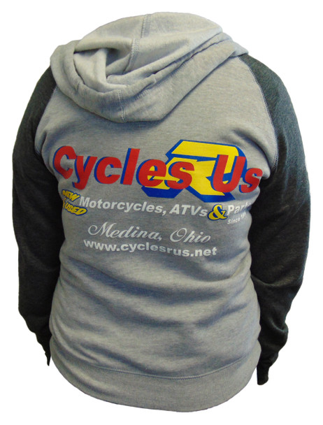 Cycles R Us Hoodie Sweatshirt Gray/Dark Gray Womans Cut Small