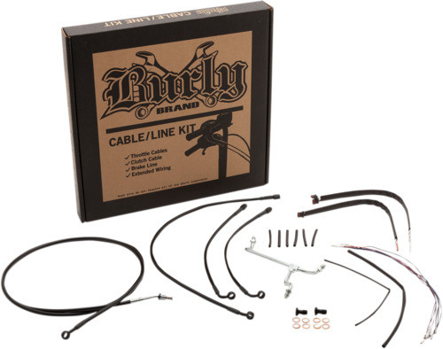 16" Ape Hanger Cable Kit ABS Black Burly Brand B30-1186