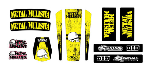 Factory Effex Metal Mulisha Universal Sticker Trim Kit Black Yellow 23-50460