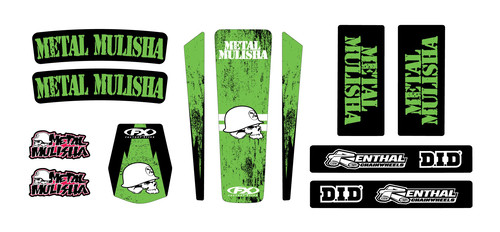 Factory Effex Metal Mulisha Universal Sticker Trim Kit Black Green 23-50160