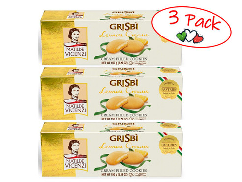 Cookies, Grisbi Filled with Lemon Cream , Vicenzi, Italy, 5.29 oz (150 g) - 3 PACK