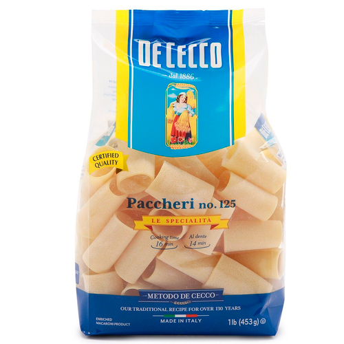 Pasta Paccheri #125, De Cecco, Abruzzo, 1.1 lb (500g)