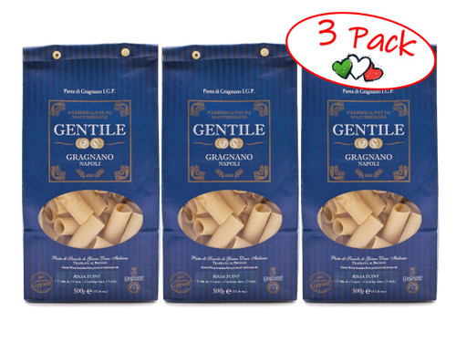 Pasta Rigatoni, Gentile, Gragnano-Napoli, 1.1 lb (500 g) - 3 PACK