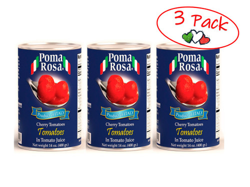 Cherry Tomatoes In Natural Juice, Poma Rosa, Sarno, 14 oz (400 g) - 3 PACK