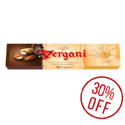Vergani Torrone with almonds and chocolate, Hard, Italy, 5.29oz