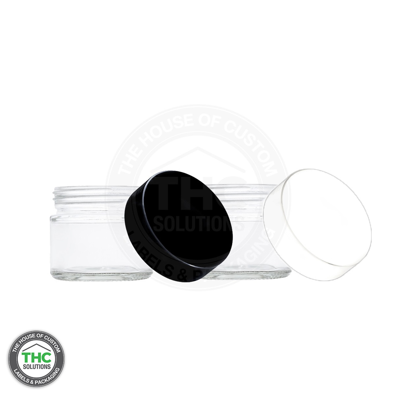 3oz Glass Jar w/ Smooth Black Screw Top Lid ; 150/case