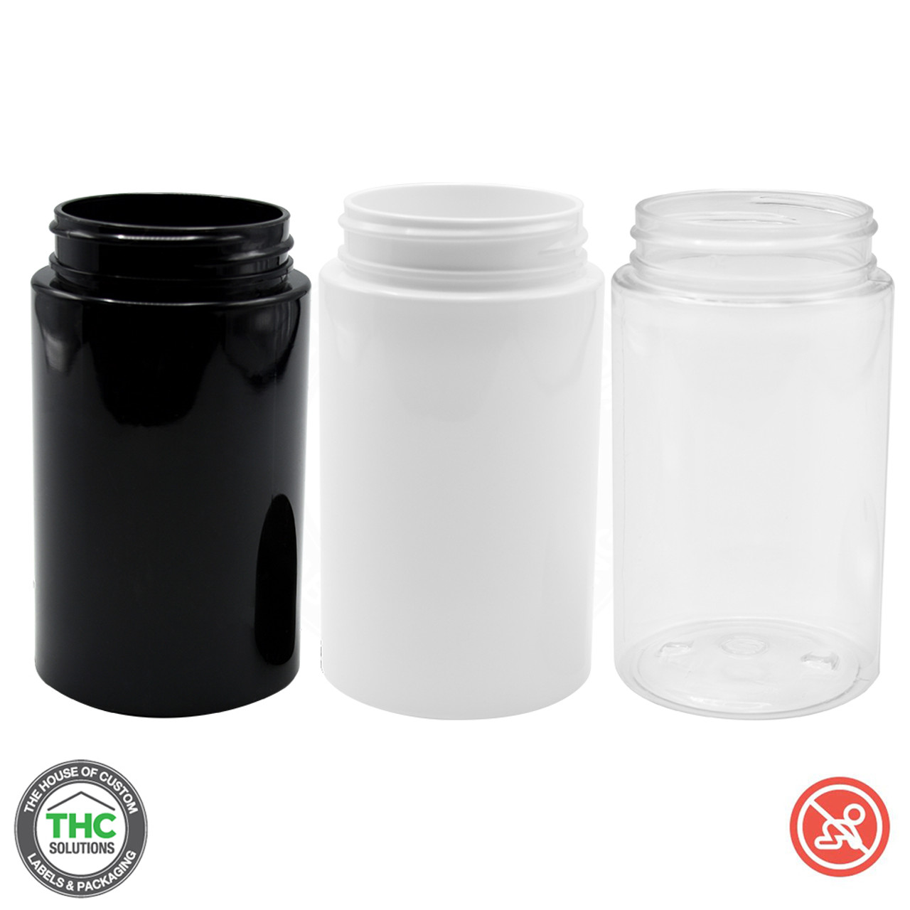 16 oz PET Plastic Wide Mouth Straight Sided Jar - Clear