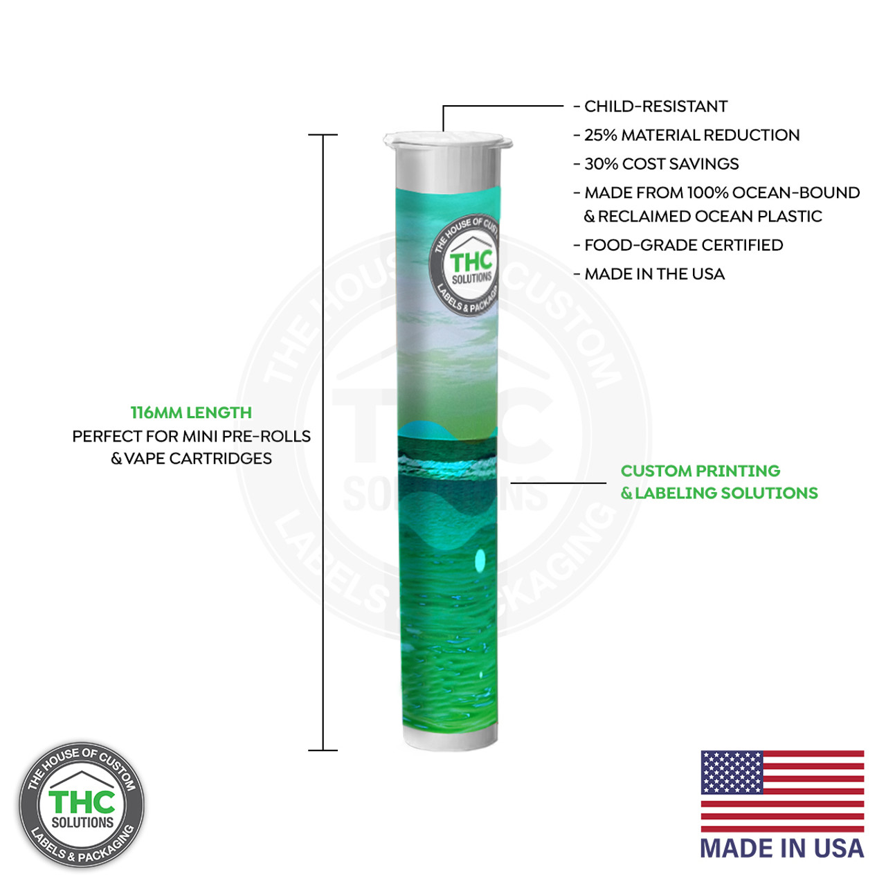 Custom Pre Roll Storage Tube 116mm with Label 