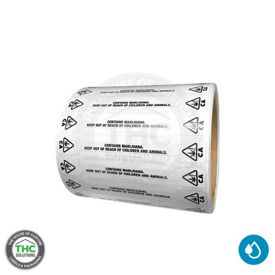 California Tamper Evident Label waterproof at an angle. California Tamper Evident Label waterproof at an angle.