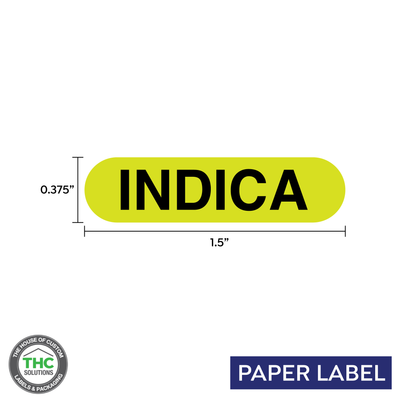 Indica Yellow Generic Paper Label, 0.375" x 1.5" (Qty 5,000 Per Roll) Indica Yellow Generic Paper Label, 0.375" x 1.5" (Qty 5,000 Per Roll)