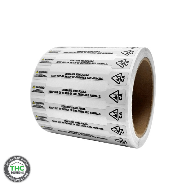 CA Prop 65 tamper evident roll on an angle.