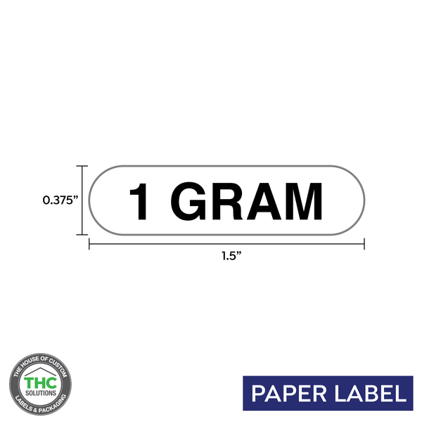 1 Gram Product,  Generic Paper Label,  0.375" x 1.5" (Qty 5,000 Per Roll)