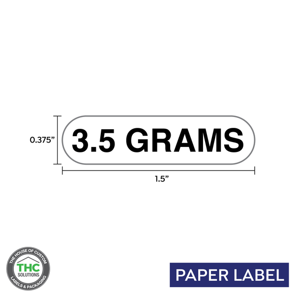 3.5 Grams Product,  Generic Paper Label,  0.375" x 1.5" (Qty 5,000 Per Roll)