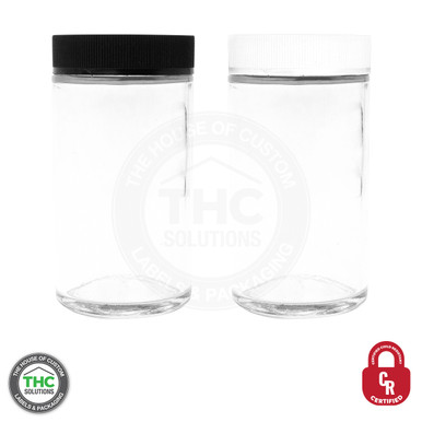 12 oz Clear Tall Glass Jar with Black Lid