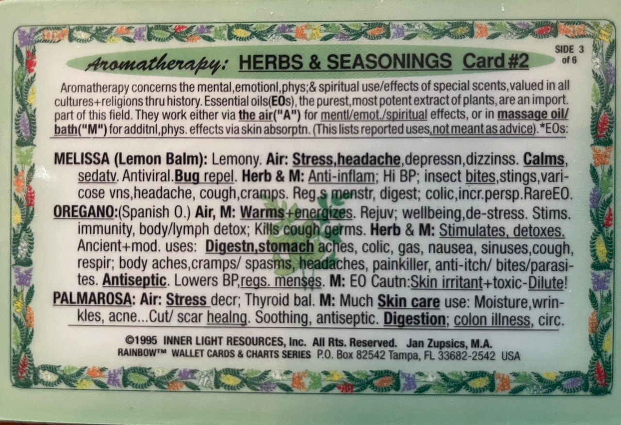 Herbs and Seasonings Card  (side 3,  card 2)