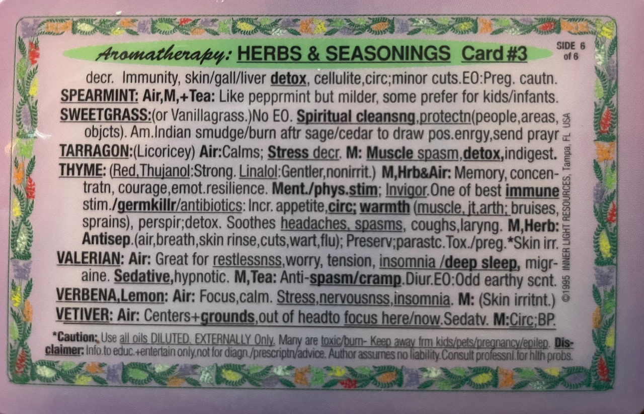 Herbs and Seasonings Card  (side 46  card 3)