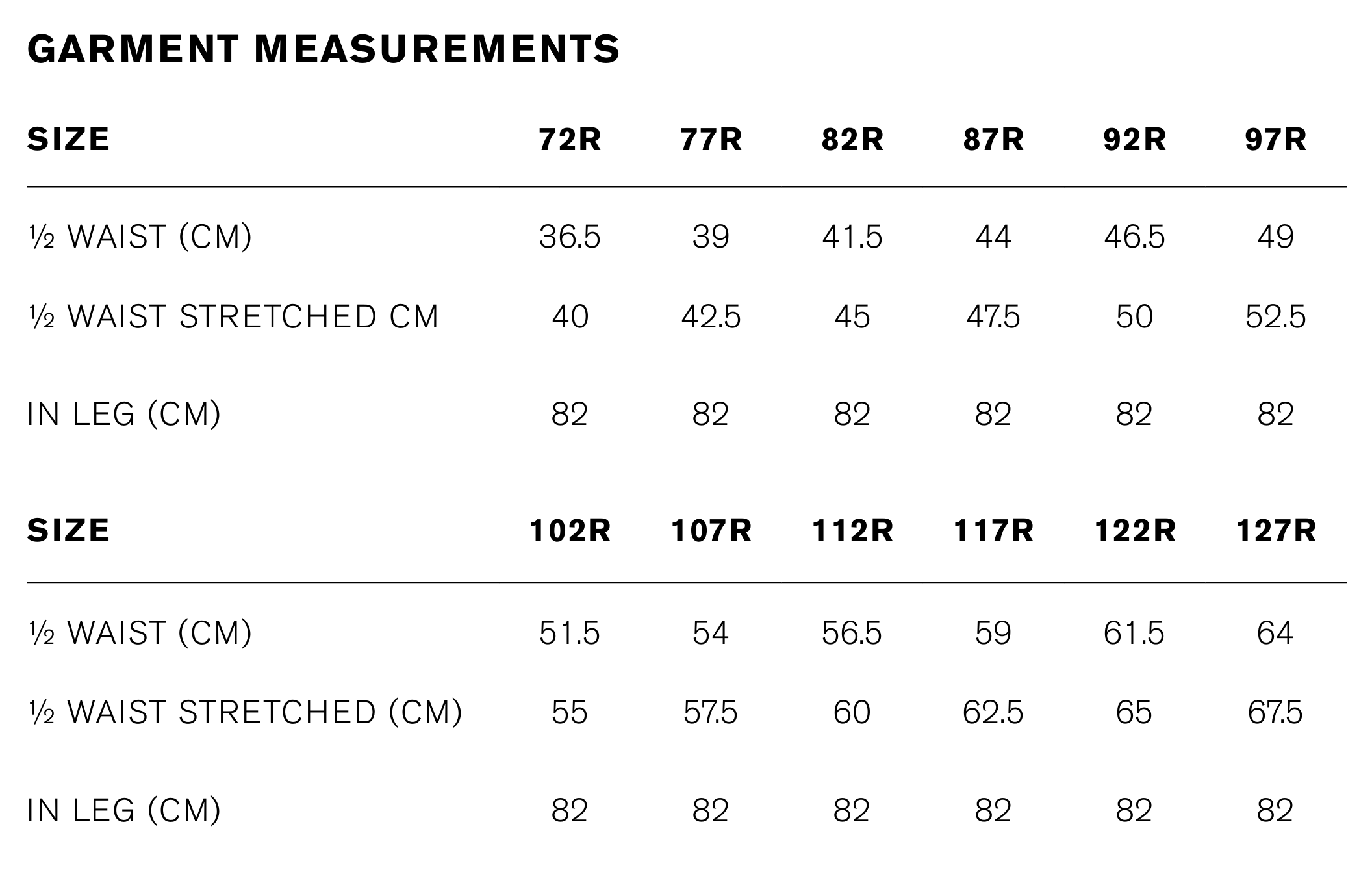 Size Guide - RGP408M - Mens Renew Adjustable Waist  Straight Leg Pant