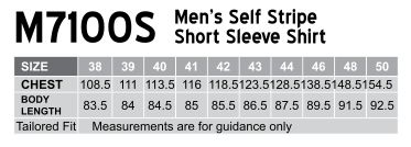 Size Guide - M7100S - Men's Self Stripe S/S Shirt