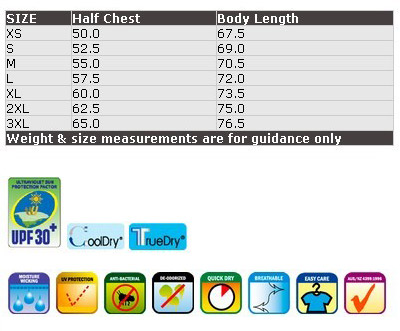 Size Guide - TS19 - Men's cooldry contrast mesh singlet