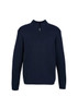 A navy 80/20 wool pullover jumper with a zip collar and long sleeves, featuring a subtle ribbed texture.