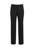 Classic flat-front men's pants in black, featuring a straight-leg design and a subtle branding logo.