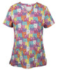 Cat - Front - 4STP1 - JB's LADIES SCRUB TOP PRINTED