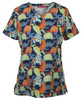 Dino - Front - 4STP1 - JB's LADIES SCRUB TOP PRINTED