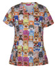 Cats & Dogs - Front - 4STP1 - JB's LADIES SCRUB TOP PRINTED