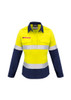Yellow/Navy - Front - ZW131 - Womens FR Closed Front Hooped Taped Spliced Shirt