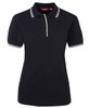 Navy / White - Front - 2LCP - JB's Ladies Contrast Polo -08