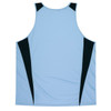 A light blue singlet with black side panels and a logo on the front.