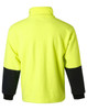 A Hi-Vis polar fleece half zip pullover in fluorescent yellow with black sleeves and a logo.