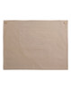 A beige canvas short waist apron featuring a large pocket and two button accents.