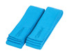 Bright blue changeable apron straps, featuring a textured fabric and a simple design. Includes branding.
