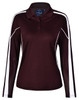 Maroon / White - Front - PS70 - Ladies' TrueDry Long Sleeve Polo